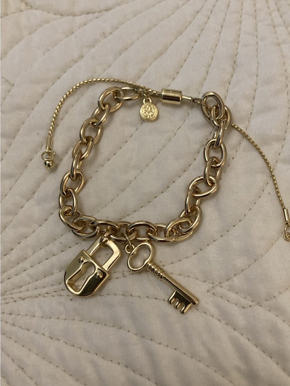 CN Gold-Tone Chain Bracelet with Key & Padlock Charms